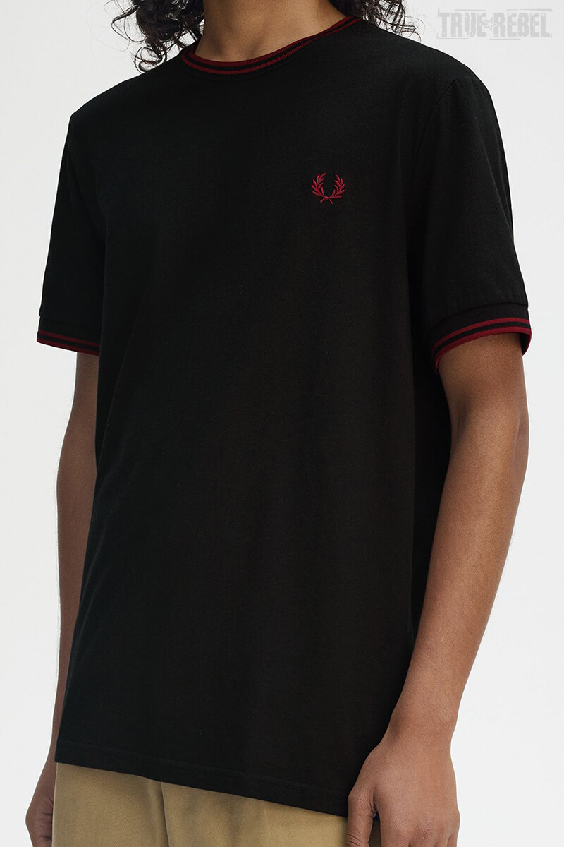 Fred Perry Twin Tipped T-Shirt Black Burnt Red