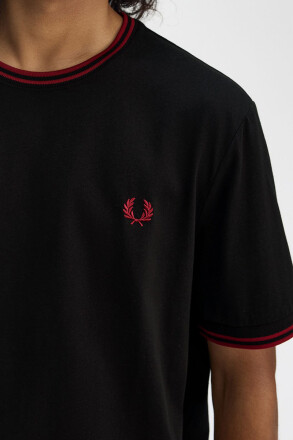 Fred Perry Twin Tipped T-Shirt Black Burnt Red