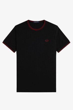 Fred Perry Twin Tipped T-Shirt Black Burnt Red