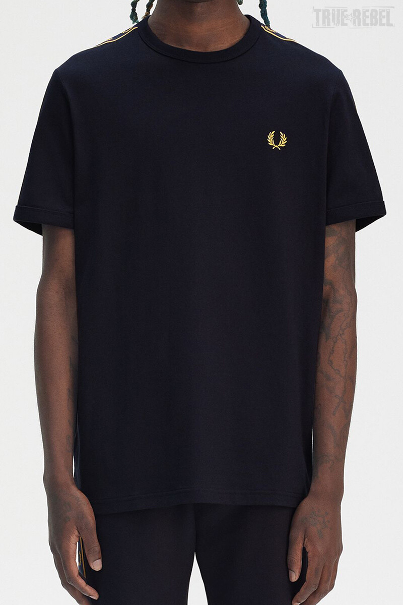 Fred Perry Contrast Tape Ringer T-Shirt Navy Honeycomb