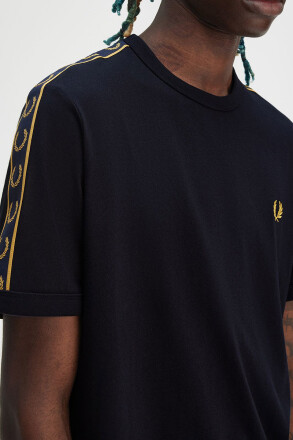 Fred Perry Contrast Tape Ringer T-Shirt Navy Honeycomb