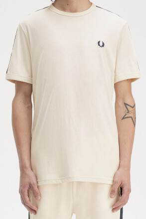 Fred Perry Contrast Tape Ringer T-Shirt Ecru Tennis Blue