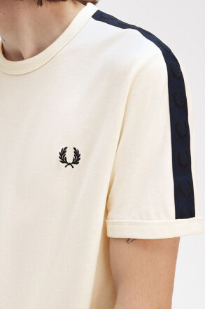 Fred Perry Contrast Tape Ringer T-Shirt Ecru Tennis Blue