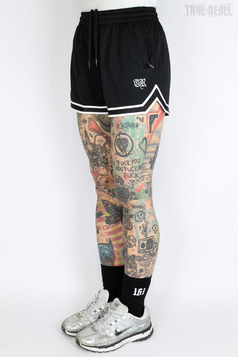 True Rebel Ladies Mesh Shorts Black