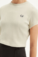 Fred Perry Ladies Cropped Ribbed T-Shirt Oatmeal