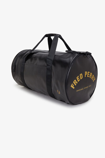 Fred Perry Tonal Large Barrel Bag Black Gold