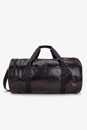 Fred Perry Tonal Large Barrel Bag Black Gold