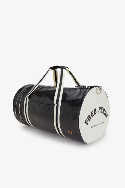 Fred Perry Classic Large Barrel Bag Black Ecru