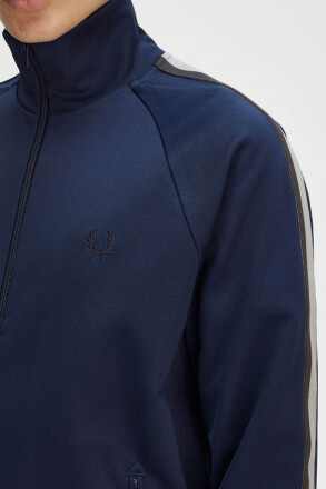 Fred Perry Two Colour Tape Track Jacket Tennis Blue