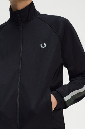 Fred Perry Two Colour Tape Track Jacket Black