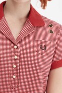 Fred Perry Amy Winehouse Ginham Print Polo Shirt Burnt Red