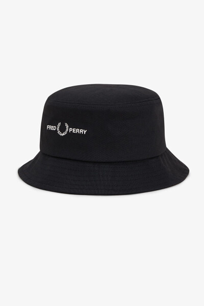 Fred Perry Graphic Twill Bucket Hat Black White