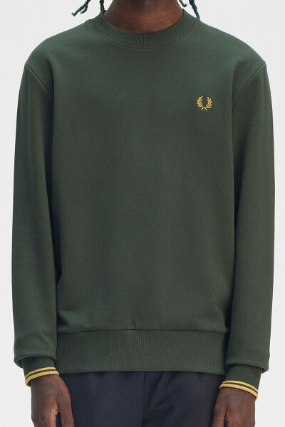 Fred Perry Crew Neck Sweater Court Green Honeycomb