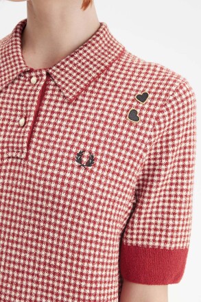 Fred Perry Amy Winehouse Ginham Knitted Shirt Burnt Red