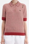 Fred Perry Amy Winehouse Ginham Knitted Shirt Burnt Red