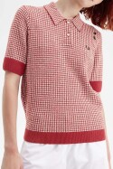 Fred Perry Amy Winehouse Ginham Knitted Shirt Burnt Red