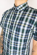 Ben Sherman Short Irregular Check Shirt Dark Green