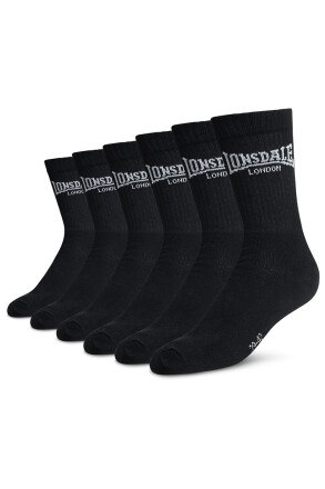 Lonsdale Gilbert Socks Black (6 Pack)
