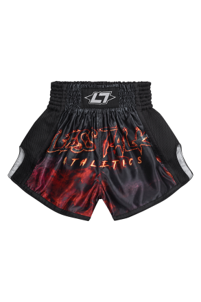 Less Talk Muay Thai Shorts On Fire Black