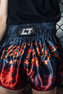 Less Talk Muay Thai Shorts On Fire Black