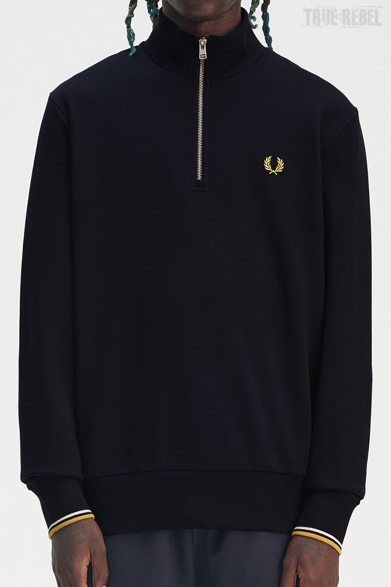 Fred Perry Halfzip Sweater Navy Ecru