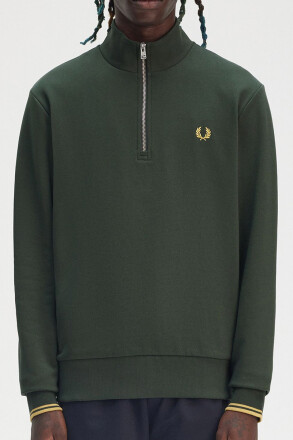 Fred Perry Halfzip Sweater Court Green Honeycomb