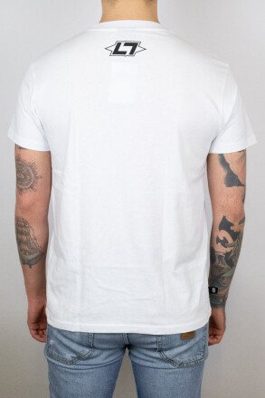 Less Talk T-Shirt Curved Logo Pocket Print White