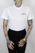 Less Talk T-Shirt Curved Logo Pocket Print White