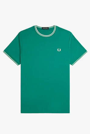 Fred Perry Twin Tipped T-Shirt Label Green Ecru