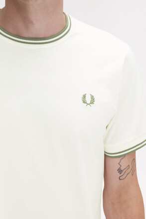 Fred Perry Twin Tipped T-Shirt Light Ecru Olive Mint