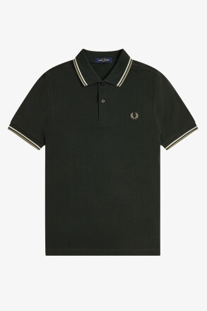 Fred Perry Twin Tipped Polo Shirt Night Green Light Ecru
