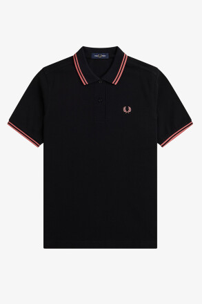 Fred Perry Ladies Twin Tipped Polo Black Putty Pink