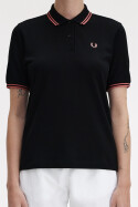 Fred Perry Ladies Twin Tipped Polo Black Putty Pink