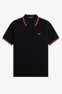 Fred Perry Ladies Twin Tipped Polo Black Putty Pink