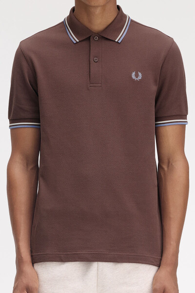Fred Perry Twin Tipped Polo Shirt Carrington Brick Light Smoke