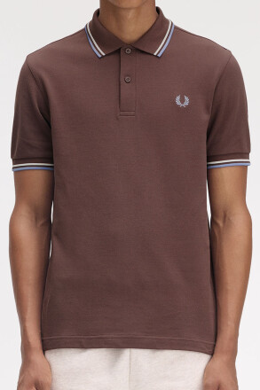 Fred Perry Twin Tipped Polo Shirt Carrington Brick Light Smoke