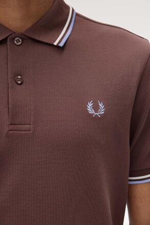 Fred Perry Twin Tipped Polo Shirt Carrington Brick Light Smoke
