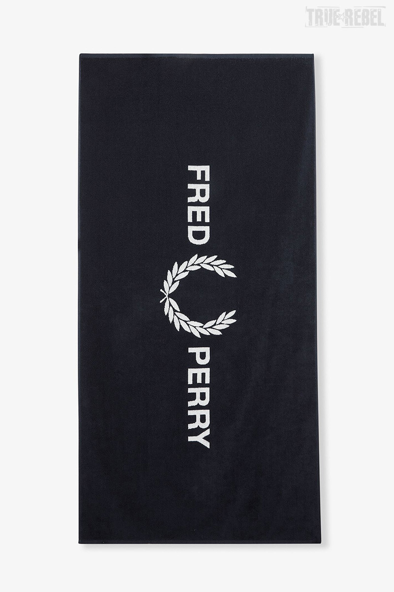 Fred Perry Beach Towel Navy Snow White