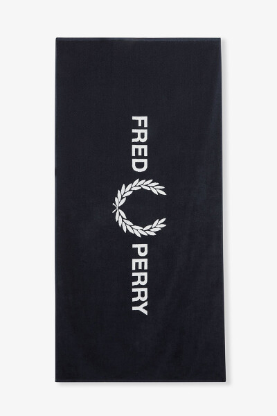 Fred Perry Beach Towel Navy Snow White