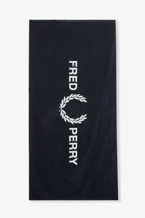 Fred Perry Beach Towel Navy Snow White