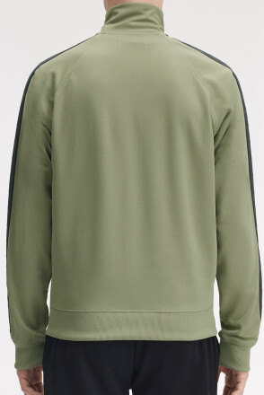 Fred Perry Contrast Tape Track Jacket Olive Anchor Grey