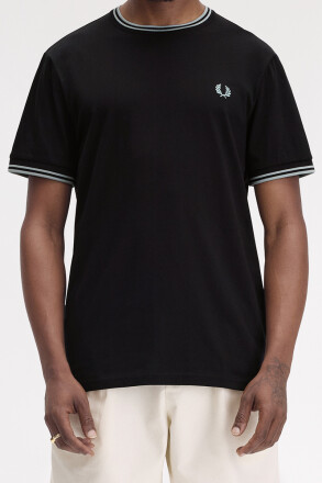 Fred Perry Twin Tipped T-Shirt Black Silver Blue M