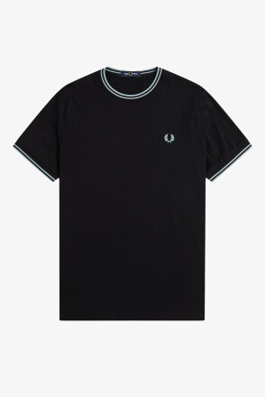 Fred Perry Twin Tipped T-Shirt Black Silver Blue M