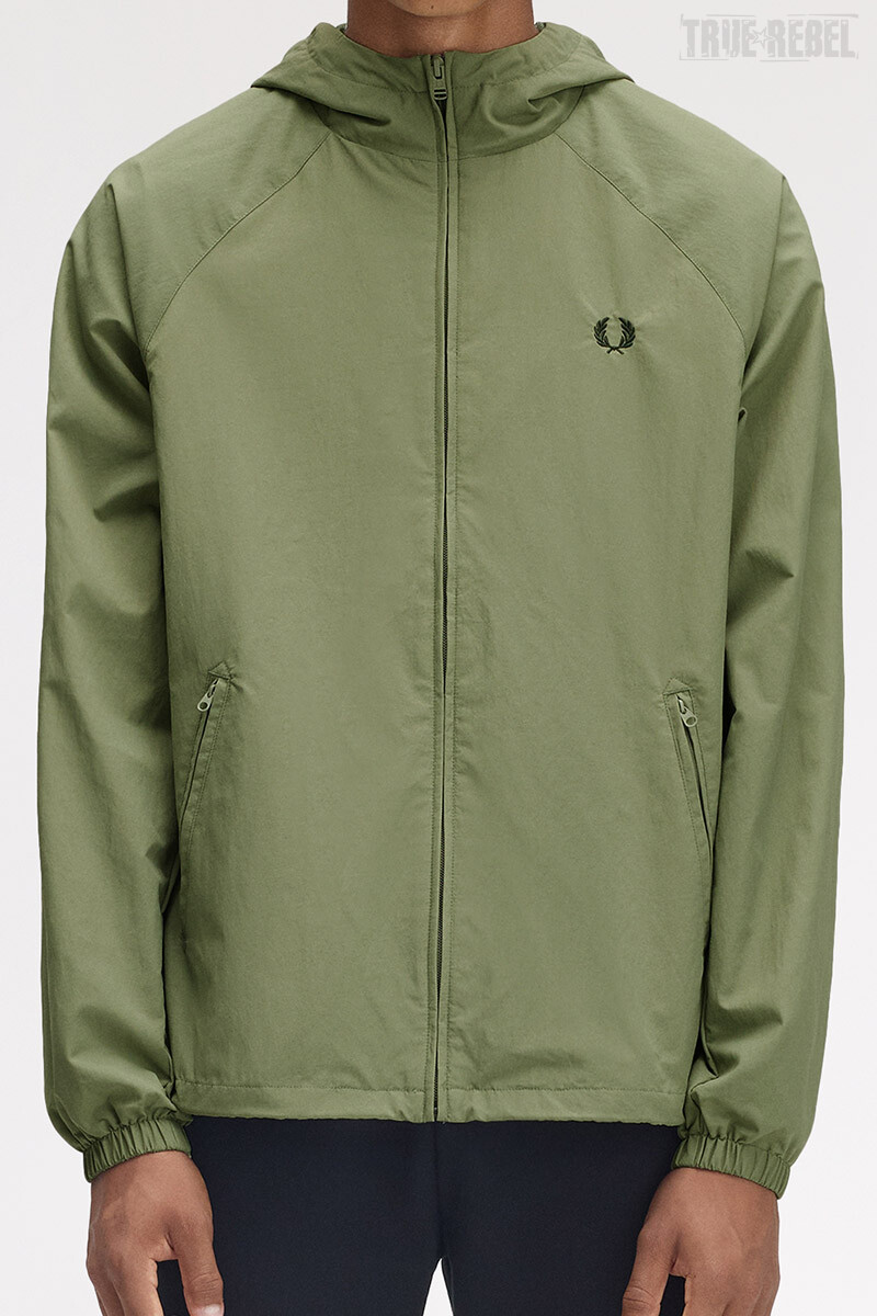 Fred Perry Hooded Taslan Shell Jacket Olive Mint