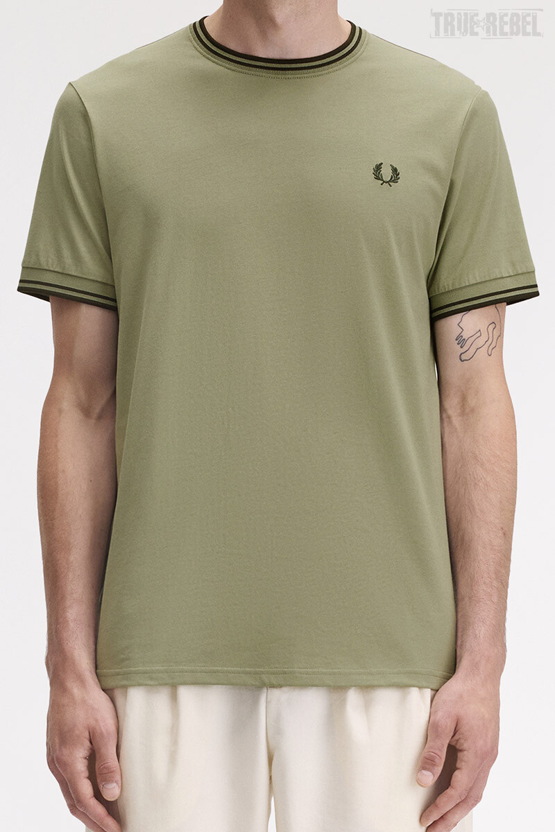 Fred Perry Twin Tipped T-Shirt Olive Mint Night Green