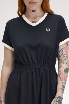 Fred Perry V-Neck Jersey Dress Navy