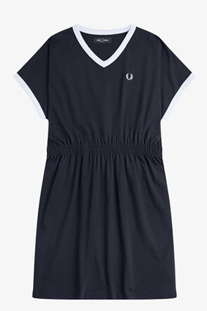 Fred Perry V-Neck Jersey Dress Navy