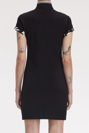 Fred Perry Amy Winehouse Printed Trim Pique Dress Black