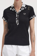 Fred Perry Amy Winehouse Printed Trim Polo Shirt Black