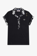 Fred Perry Amy Winehouse Printed Trim Polo Shirt Black